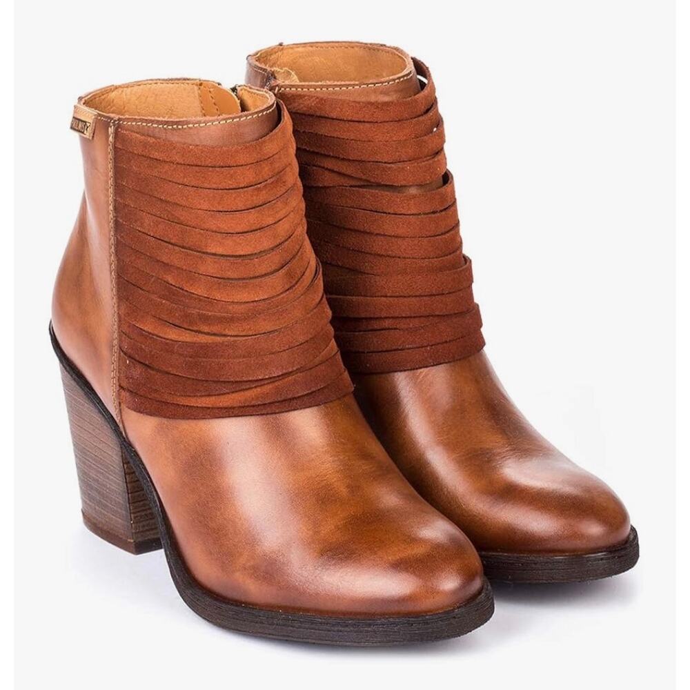 Pikolinos Brown Leathet Block Heel Booties Size 39